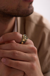 14 Ayar Pusula Erkek Altın Yüzük