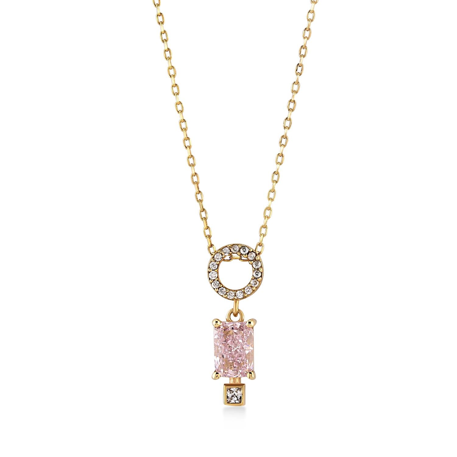 14 Ayar Renkli Taşlı Altın Kolye