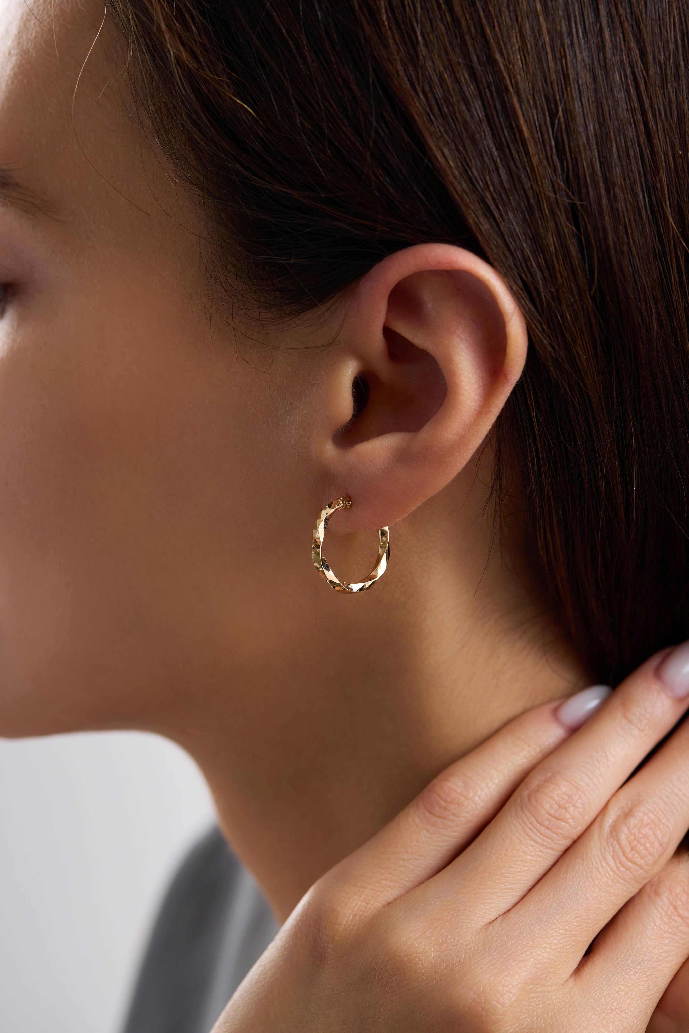 14 Ayar Sarmal Altın Halka Küpe