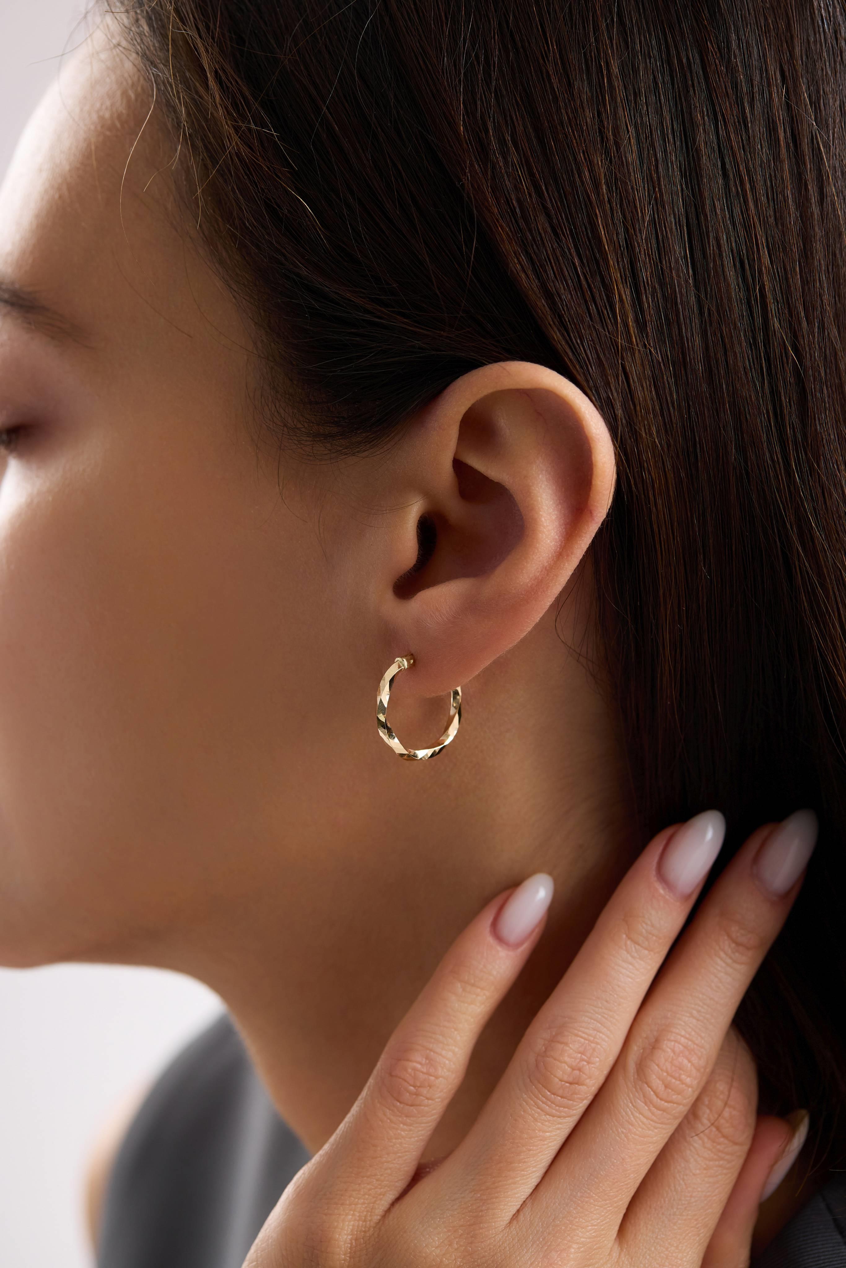 14 Ayar Sarmal Altın Halka Küpe