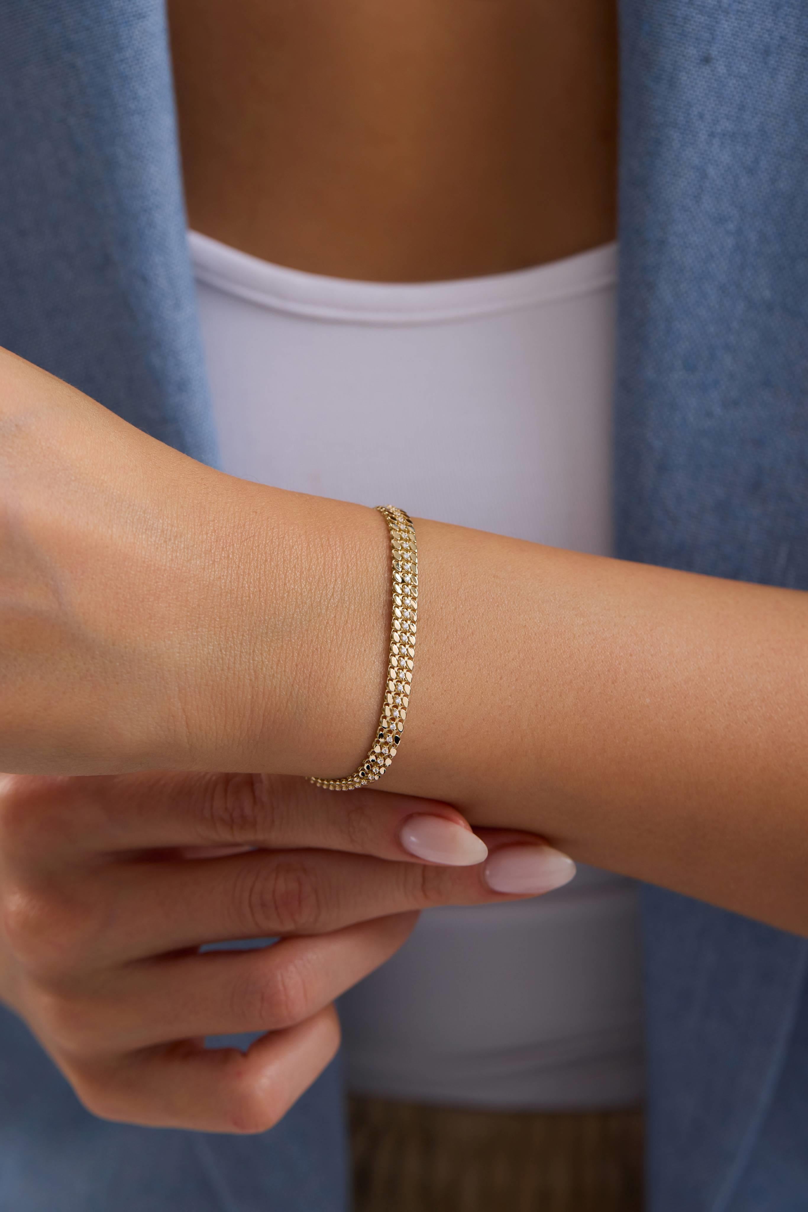 14 Ayar Sıralı Altın Bileklik