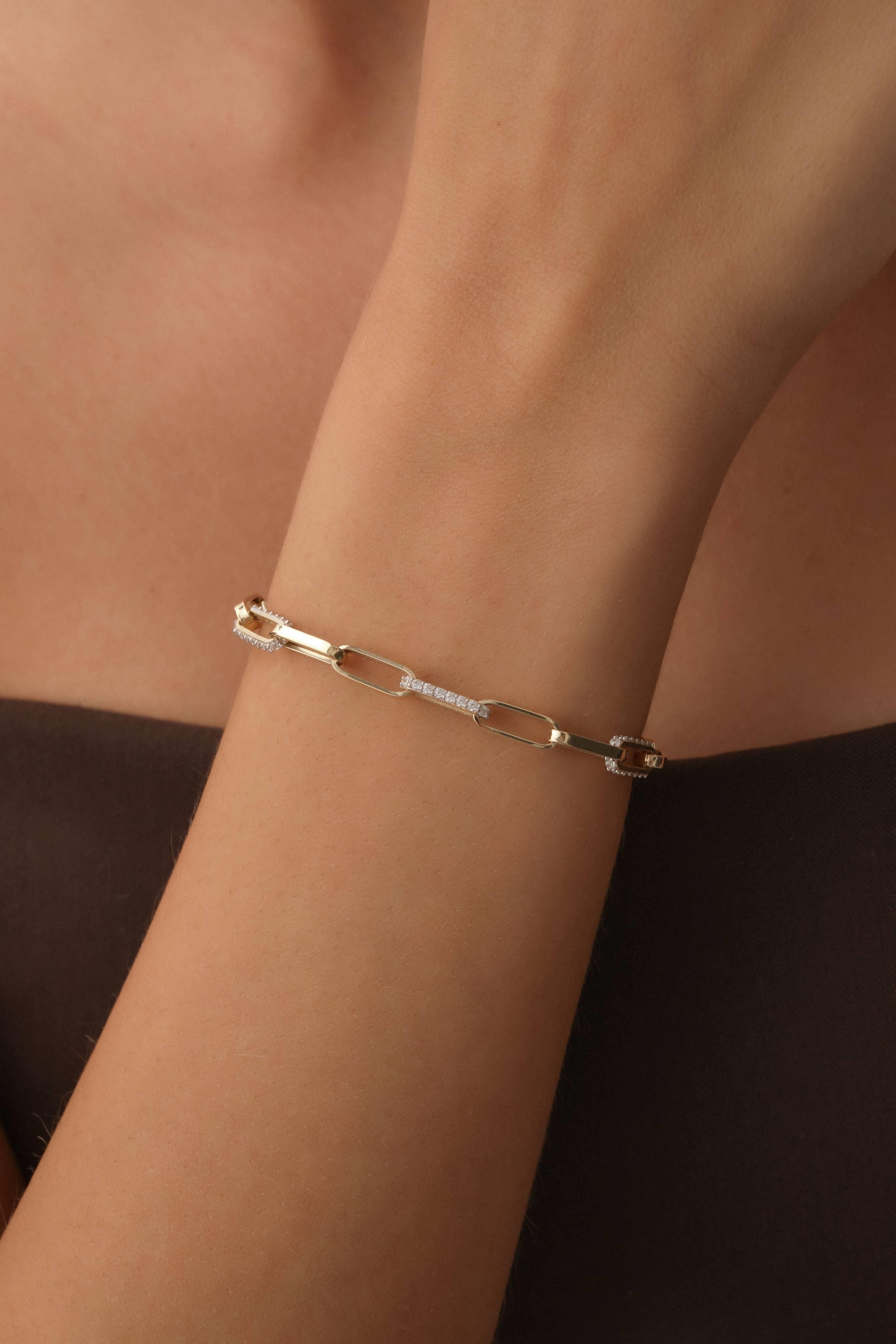 14 Ayar Taşlı Altın Ataç Bileklik