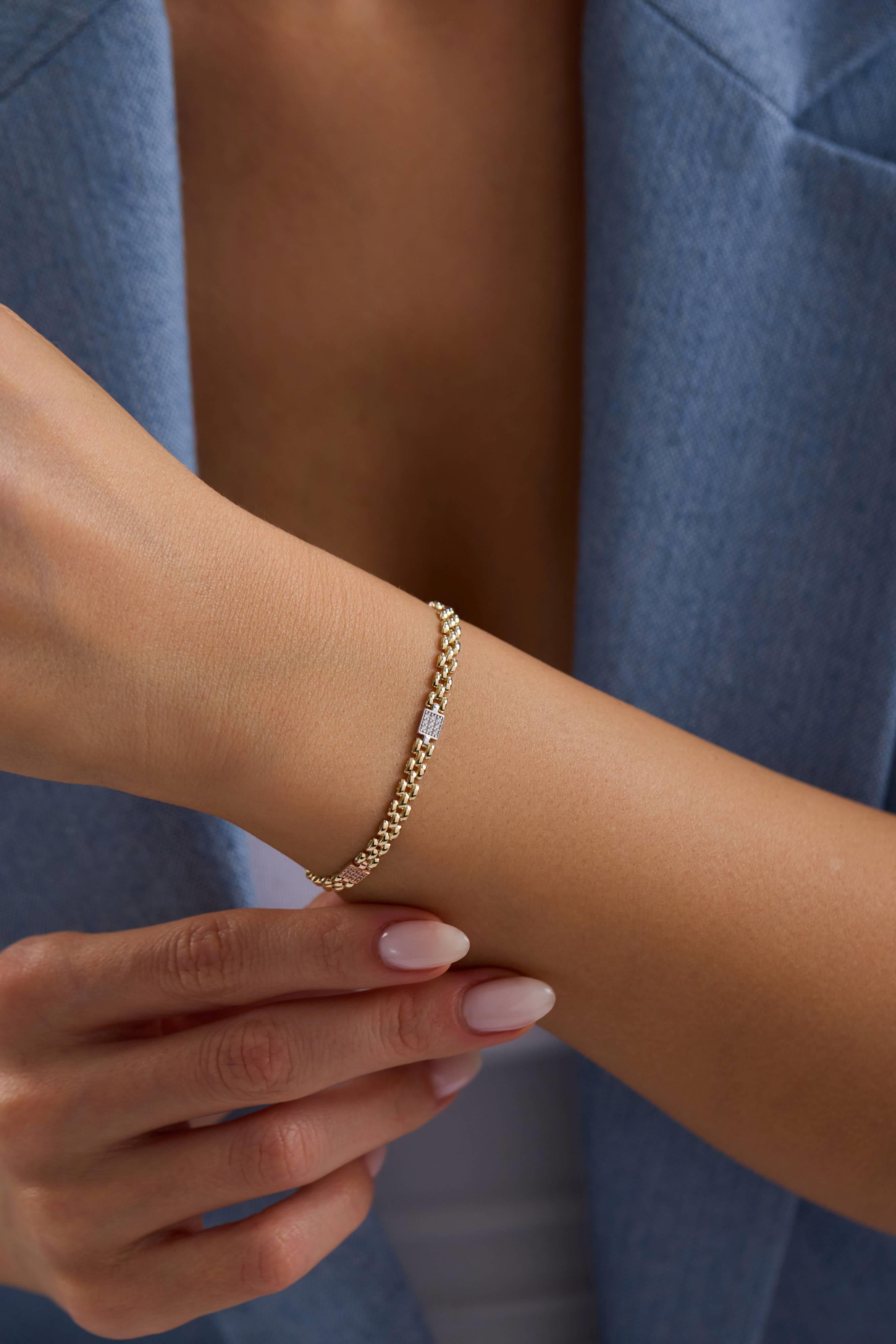 14 Ayar Taşlı Altın Bileklik