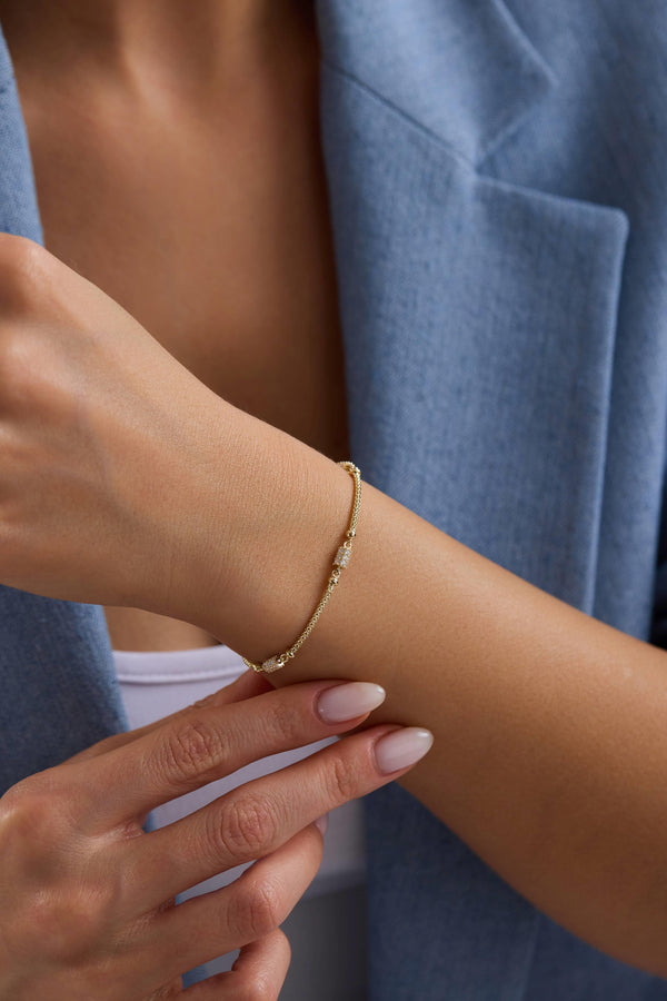 14 Ayar Taşlı Altın Bileklik