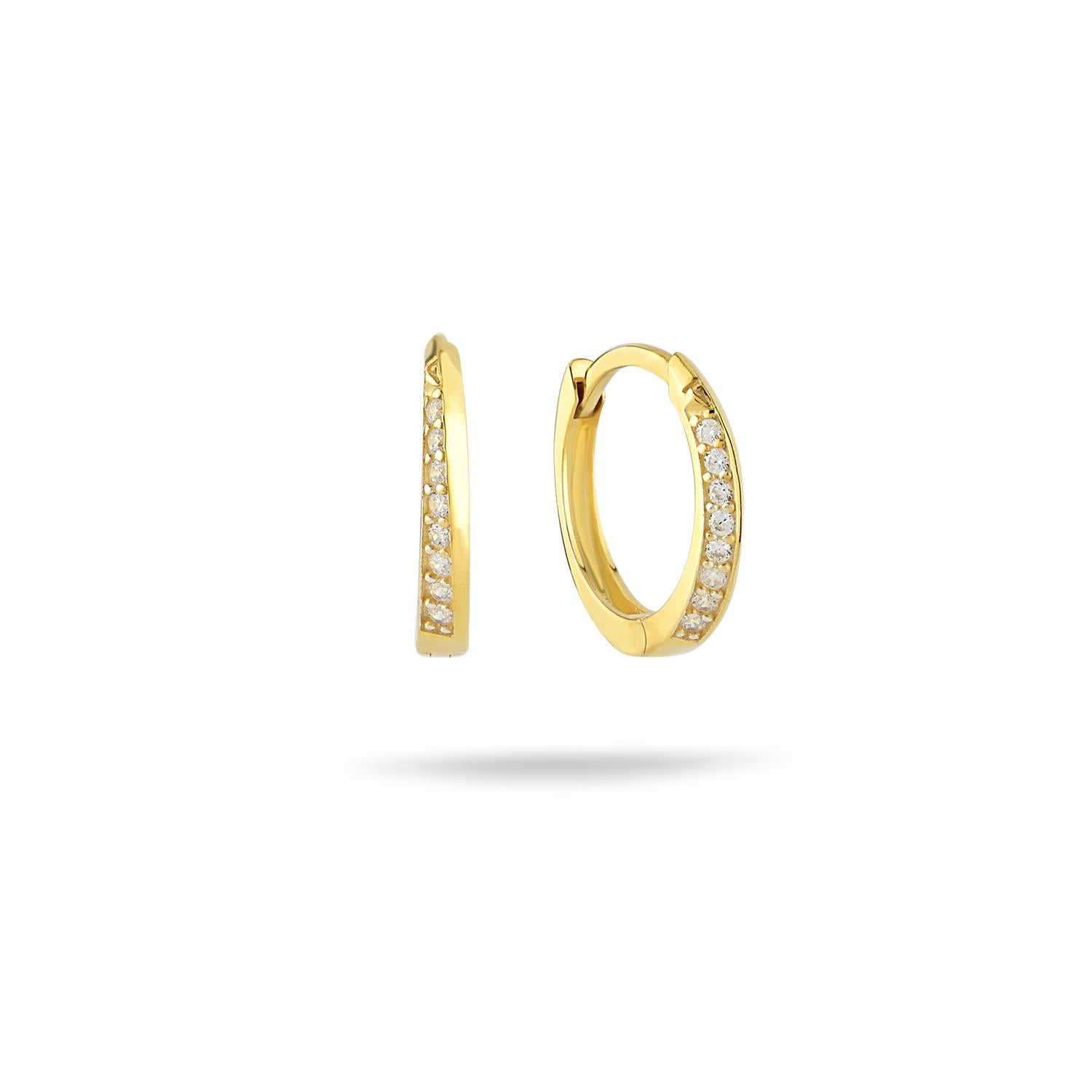 14 Ayar Taşlı Altın Halka Küpe