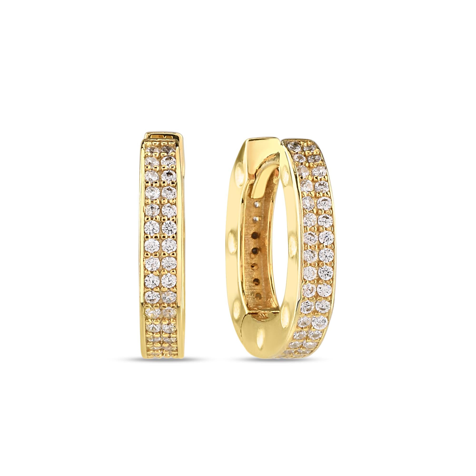 14 Ayar Taşlı Altın Halka Küpe