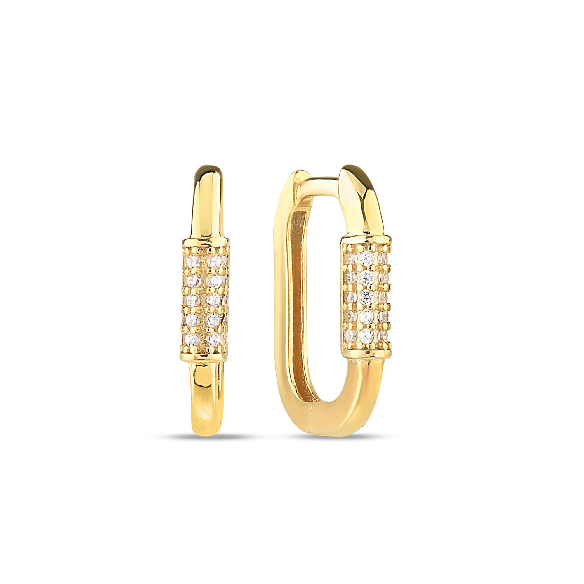 14 Ayar Taşlı Altın Halka Küpe