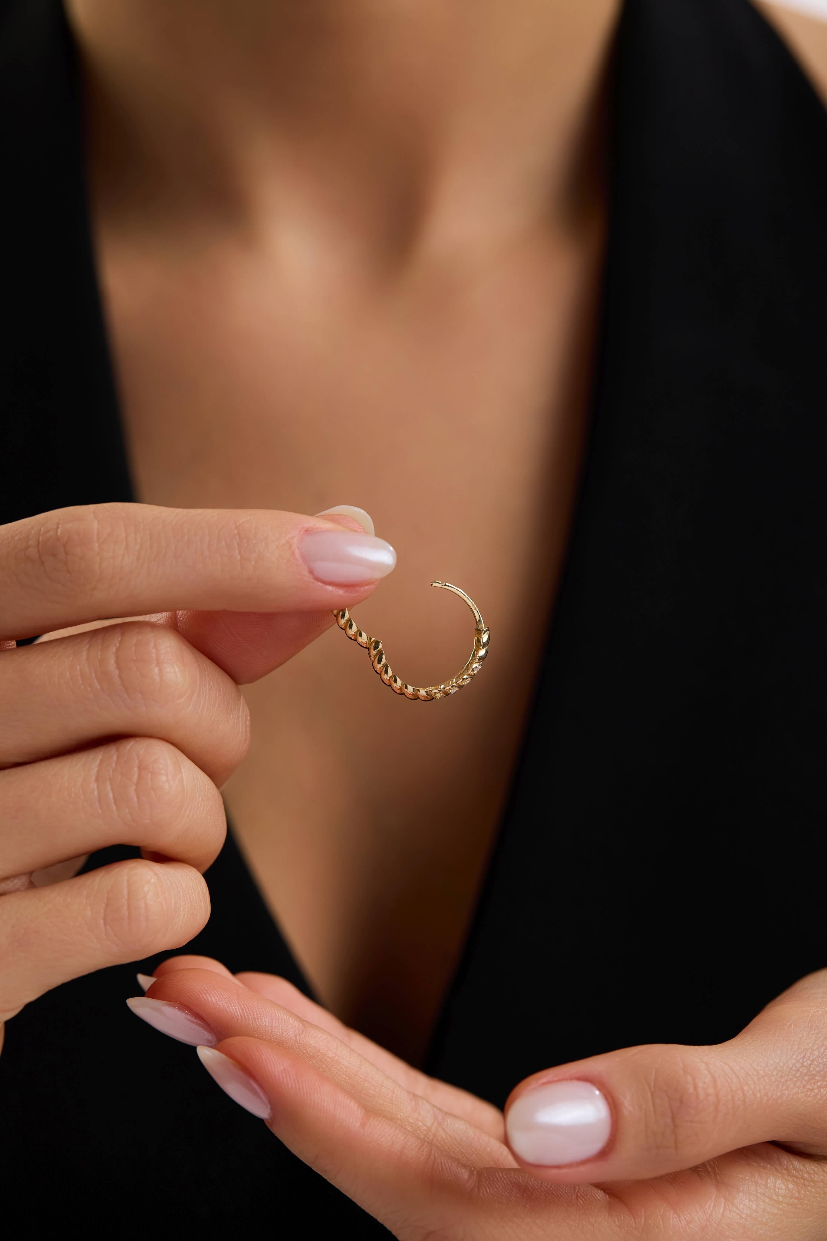 14 Ayar Taşlı Burgu Altın Halka Küpe (Büyük)