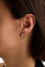 14 Ayar Taşlı Burgu Altın Halka Küpe (Küçük)