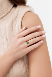 14 Ayar Taşlı Çiçek Altın Yüzük (Renk Seçenekleriyle)