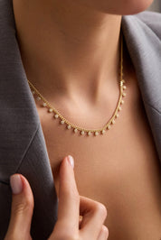 14 Ayar Taşlı Halka Taşlı Zincir Altın Set