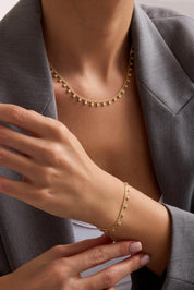 14 Ayar Taşlı Halka Taşlı Zincir Altın Set