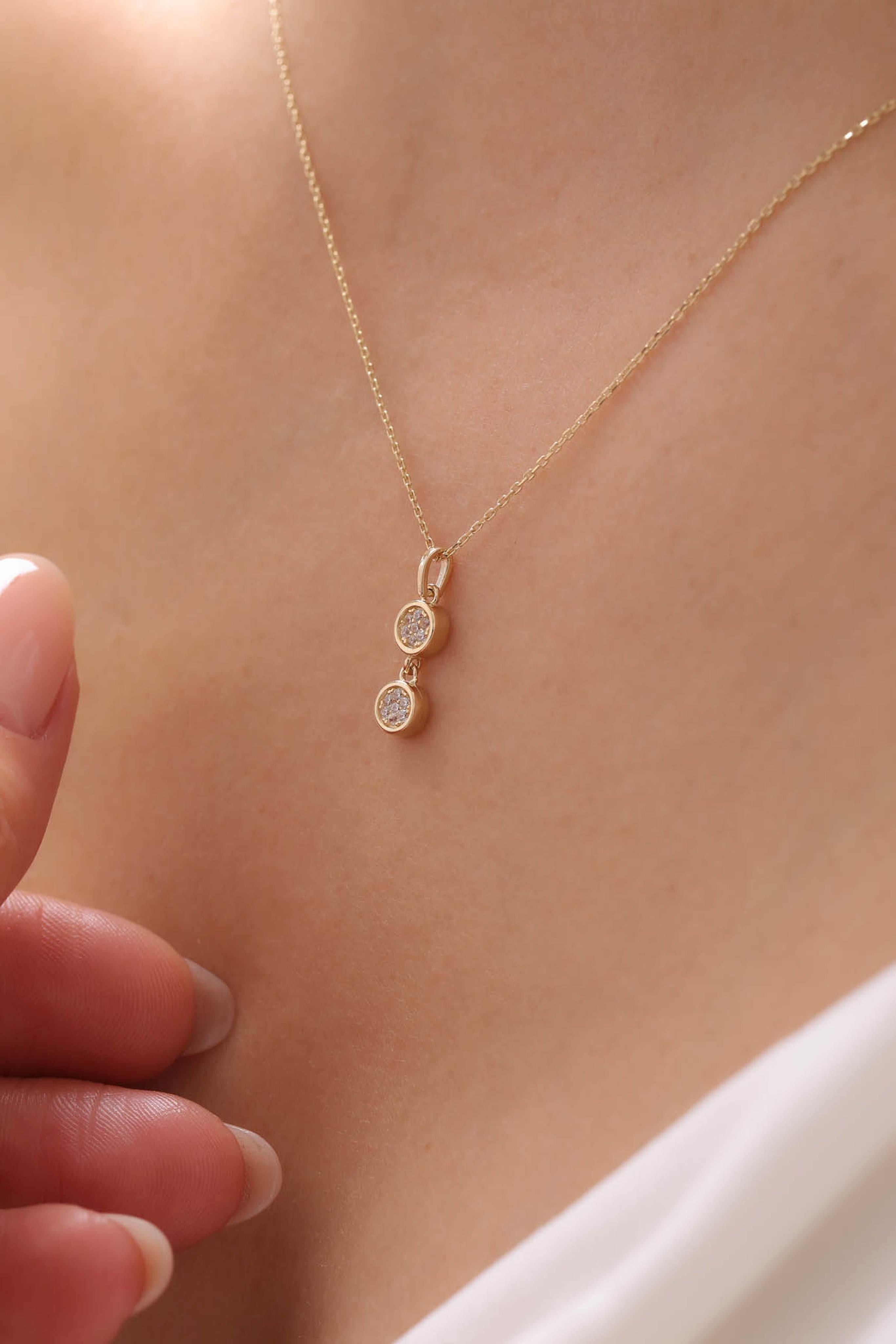 14 Ayar Taşlı Minimal Altın Kolye