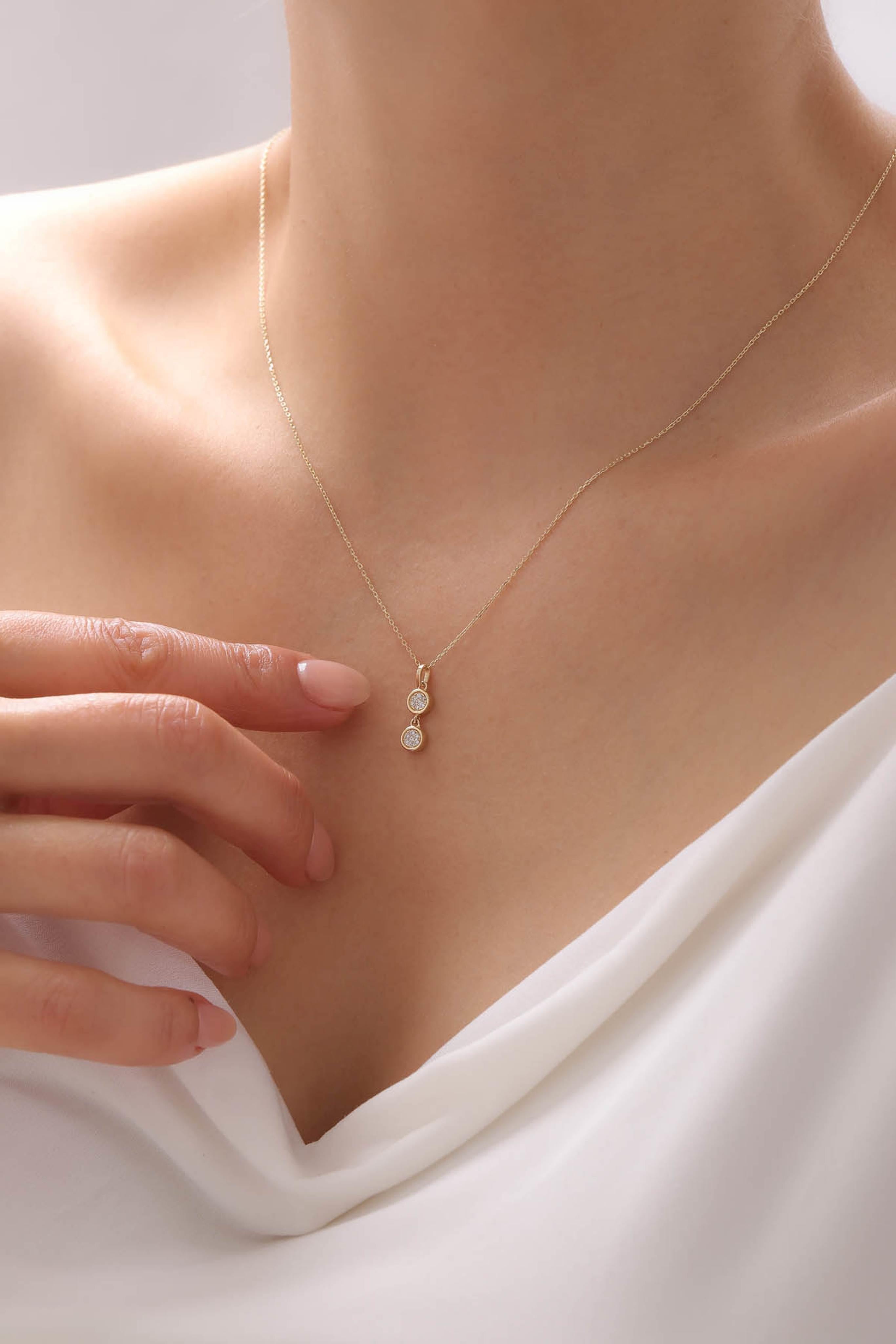 14 Ayar Taşlı Minimal Altın Kolye