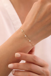 14 Ayar Taşlı Minimal Kalp Bileklik