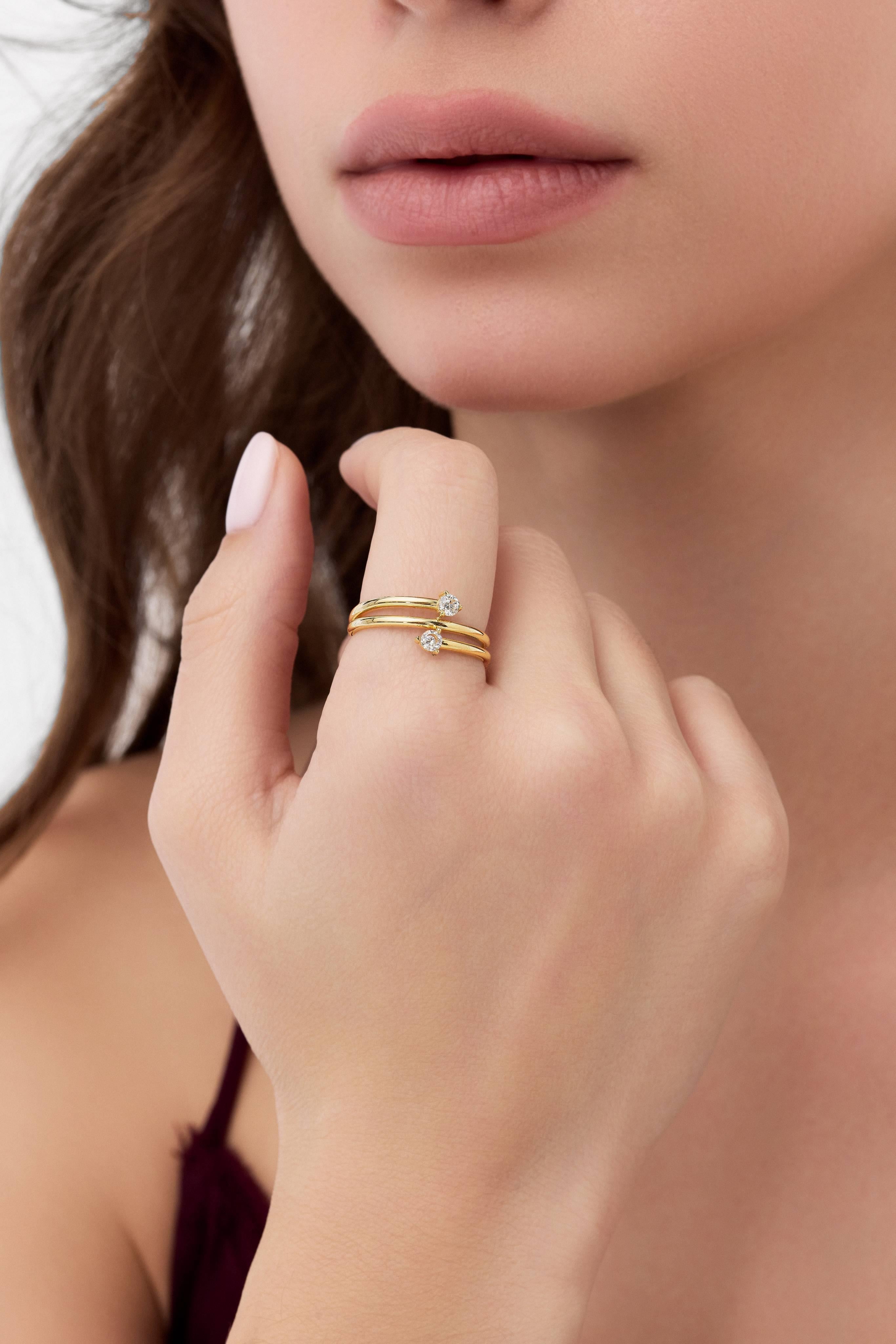 14 Ayar Taşlı Sarmal Altın Yüzük