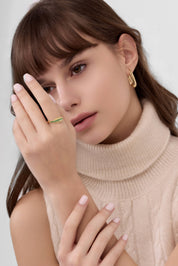 14 Ayar Taşlı Yaprak Taşlı Altın Yüzük (Renk Seçenekleriyle)