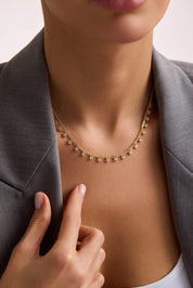 14 Ayar Taşlı Yıldız Zincir Altın Set