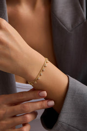 14 Ayar Taşlı Yıldız Zincir Altın Set