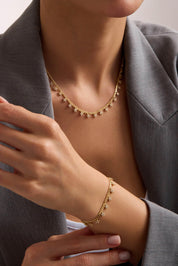 14 Ayar Taşlı Yıldız Zincir Altın Set