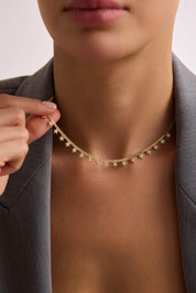 14 Ayar Taşlı Yıldız Zincir Altın Set