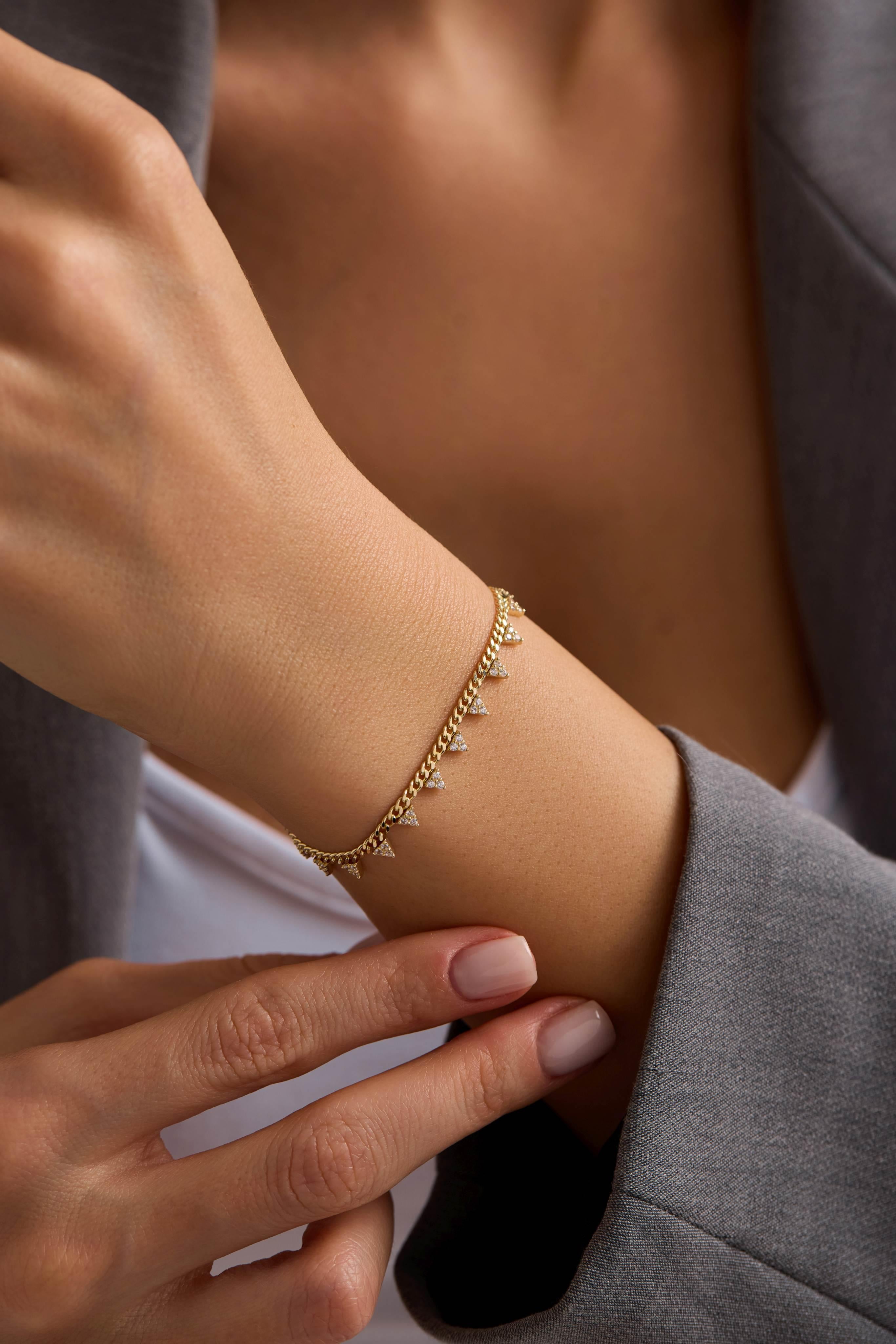 14 Ayar Taşlı Zincir Altın Set