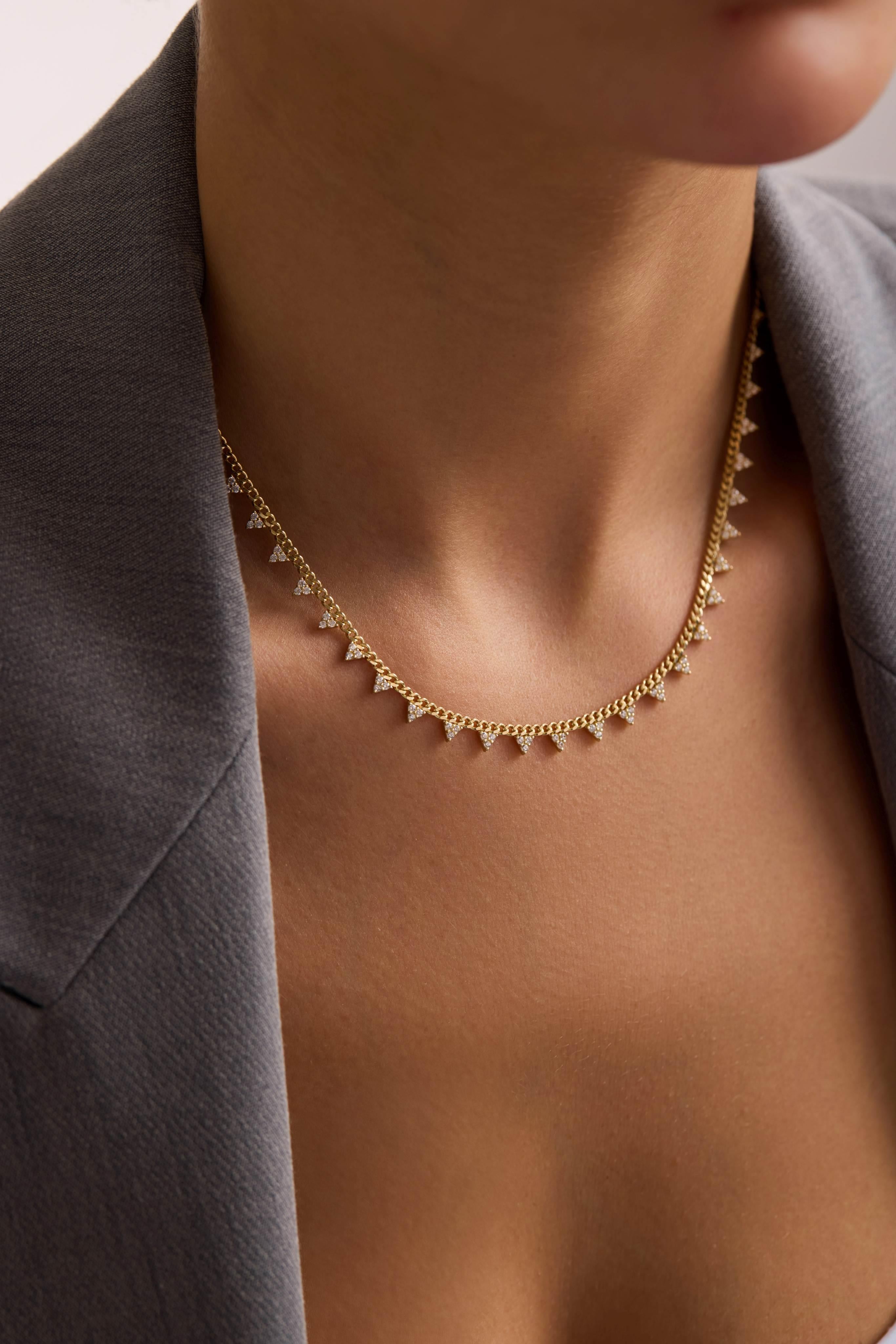 14 Ayar Taşlı Zincir Altın Set