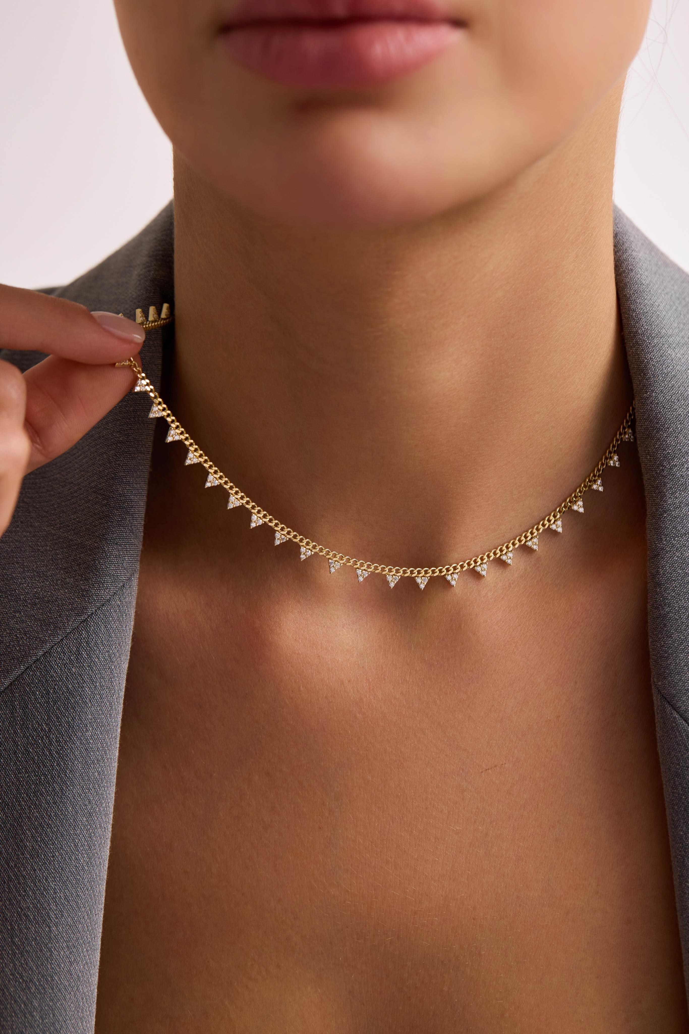 14 Ayar Taşlı Zincir Altın Set