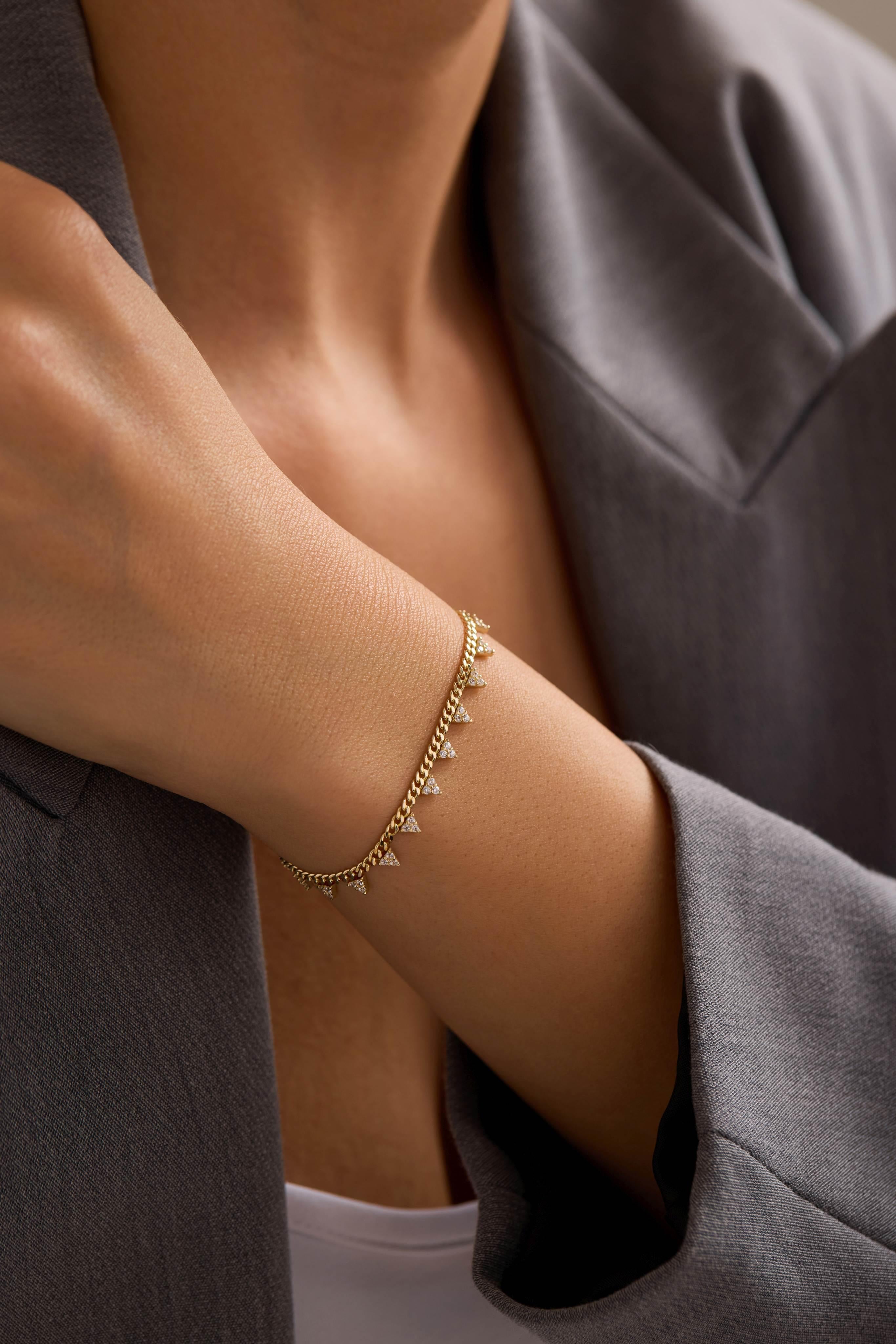 14 Ayar Taşlı Zincir Altın Set