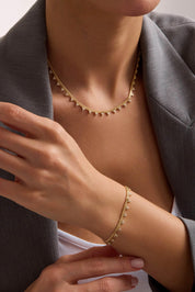 14 Ayar Taşlı Zincir Altın Set