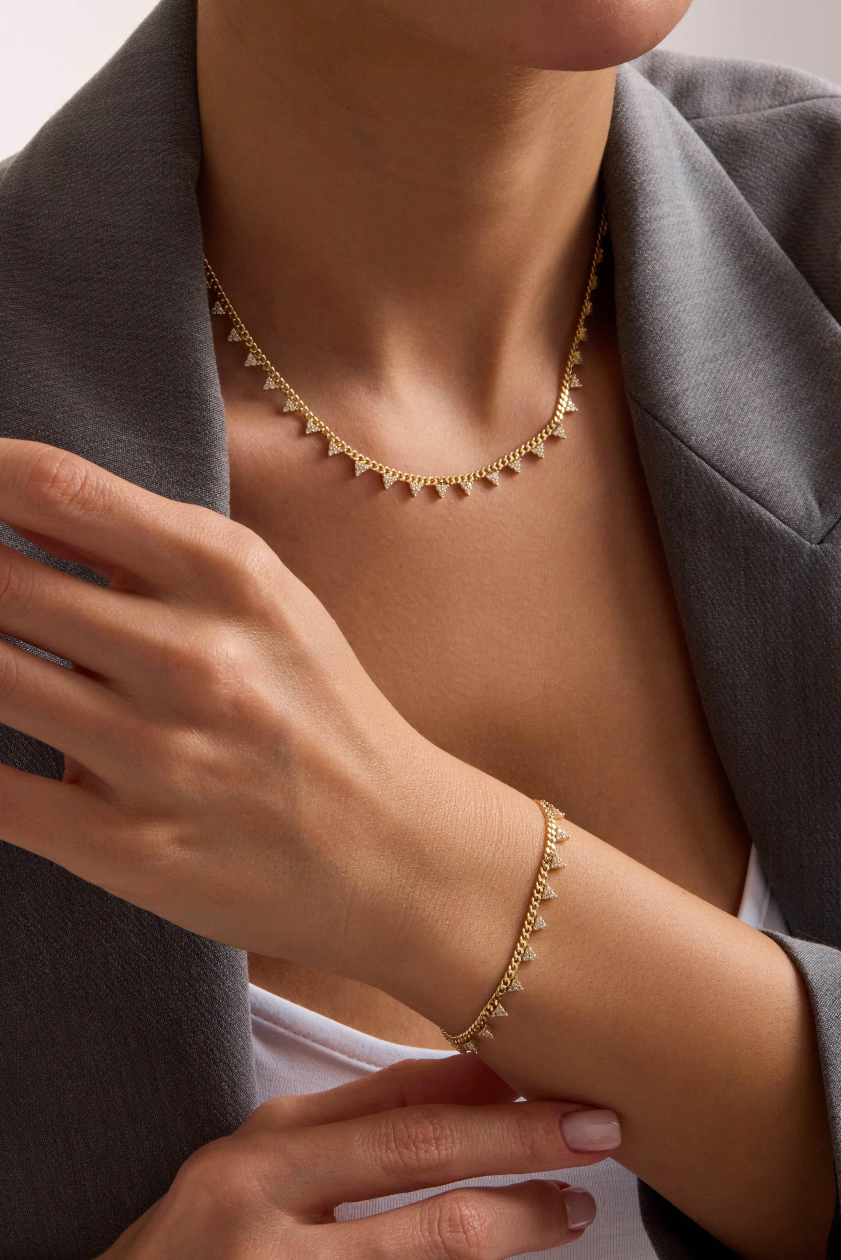 14 Ayar Taşlı Zincir Altın Set