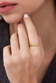 14 Ayar Taşlı Zincir Altın Yüzük