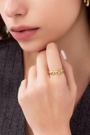 14 Ayar Taşlı Zincir Altın Yüzük