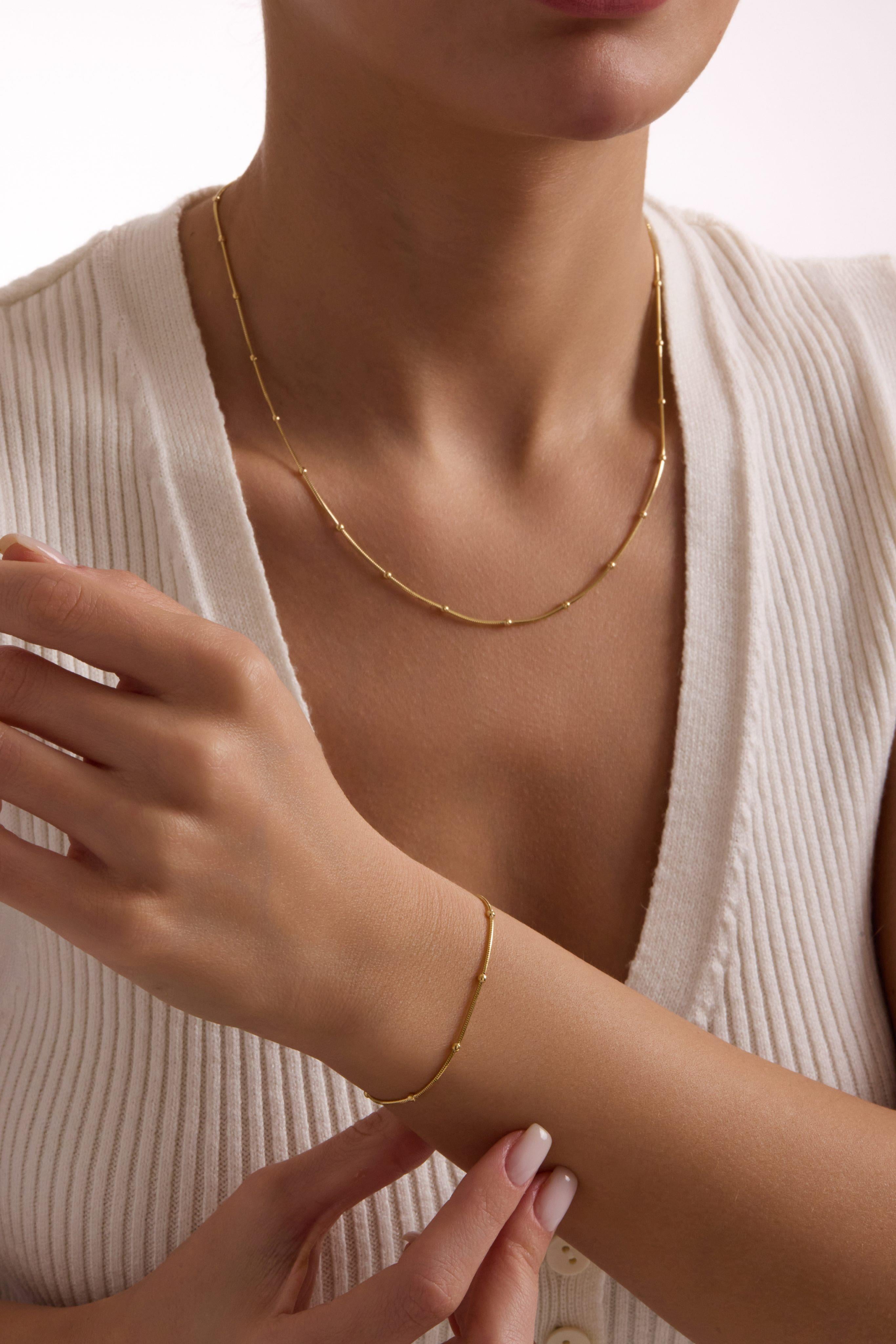 14 Ayar Top Altın Zincir Bileklik (3 mm)
