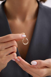 14 Ayar Üç Renk Sarmal Halka Altın Küpe