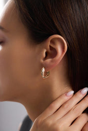 14 Ayar Üç Renk Sarmal Halka Altın Küpe