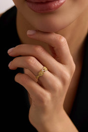 14 Ayar Vintage Harf Altın Yüzük