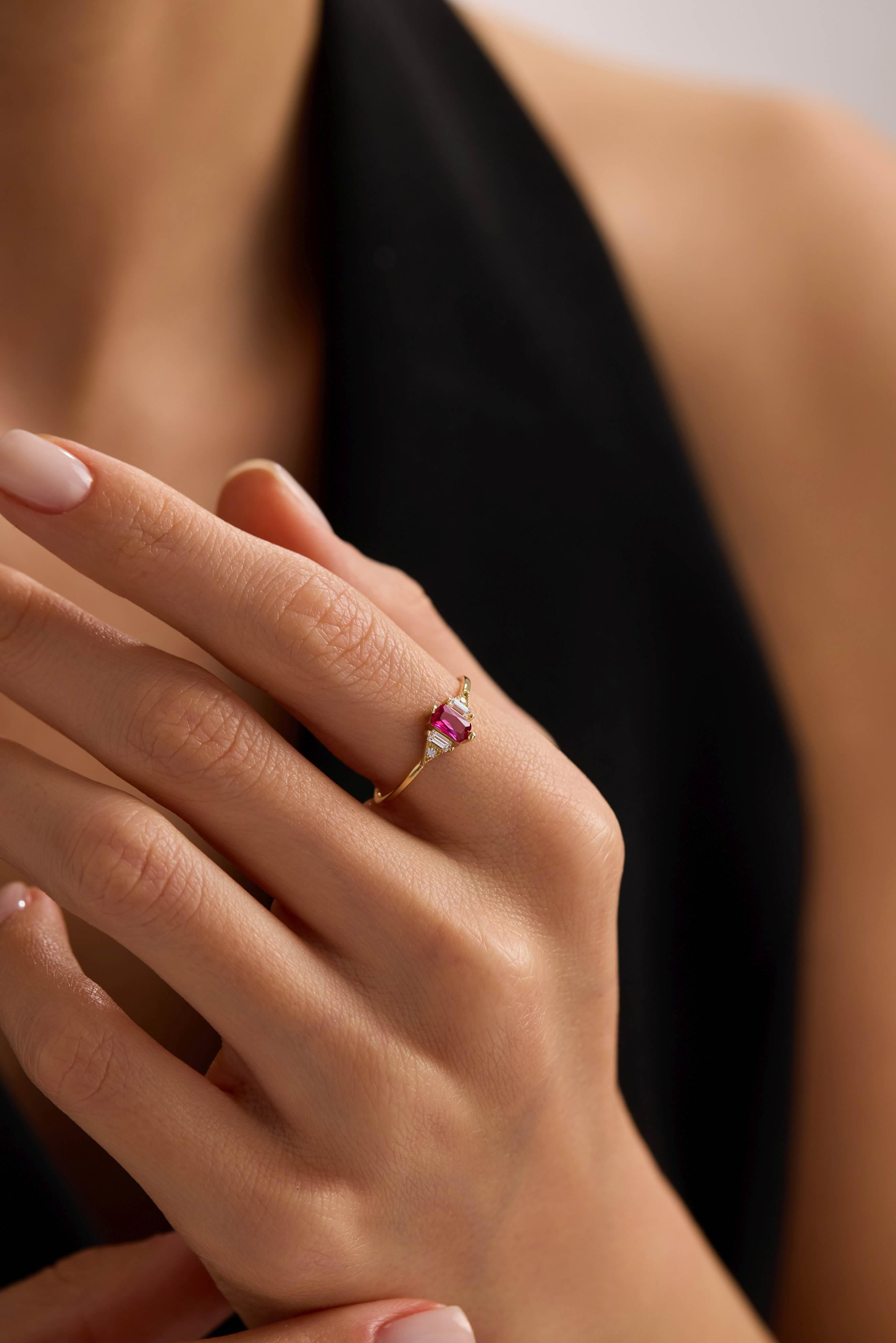 14 Ayar Vintage Renkli Taşlı Altın Yüzük