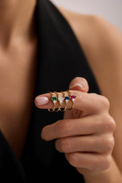 14 Ayar Vintage Renkli Taşlı Altın Yüzük