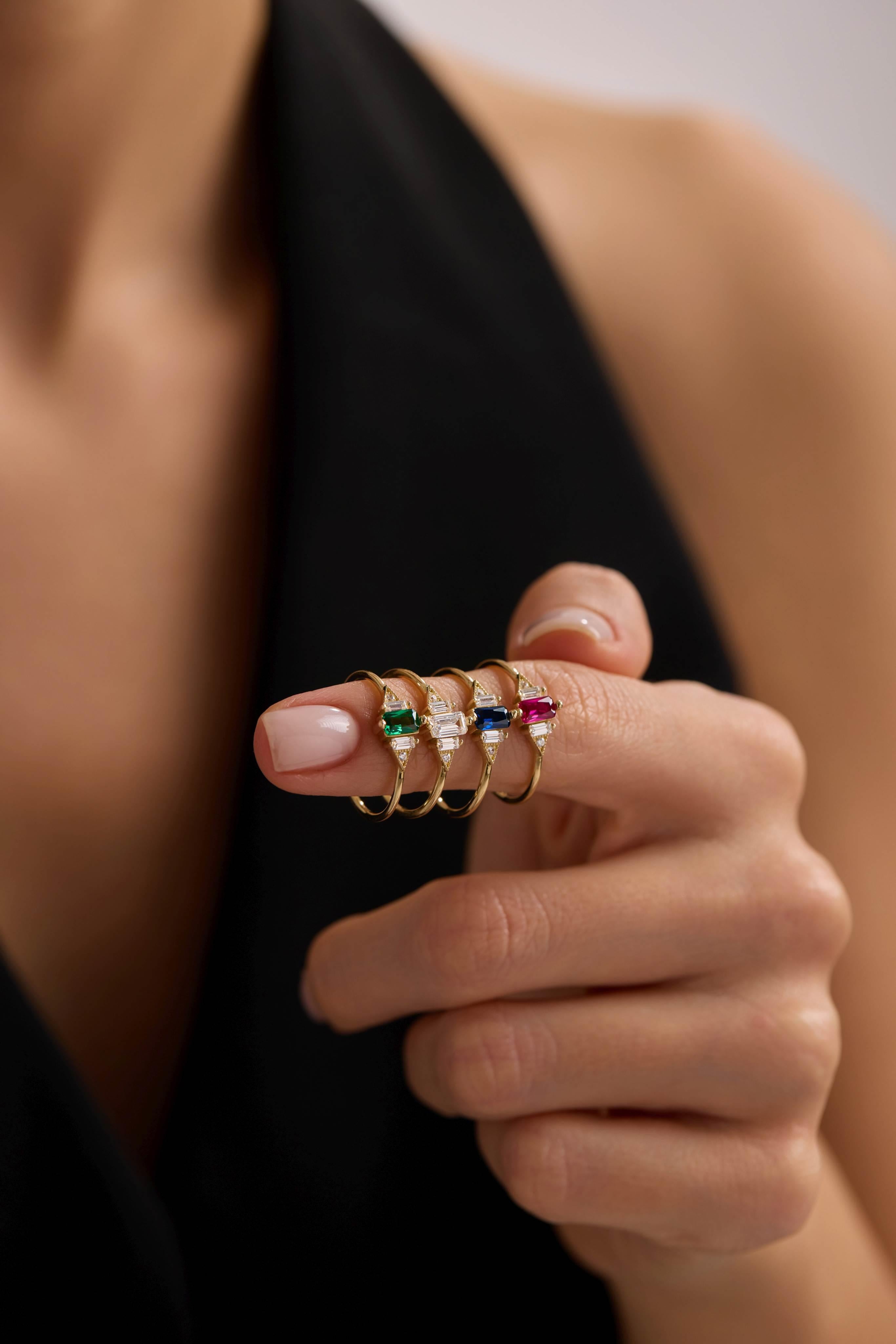 14 Ayar Vintage Renkli Taşlı Altın Yüzük