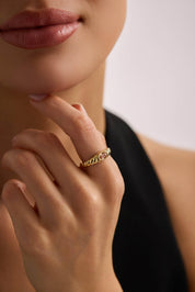 14 Ayar Vintage Renkli Taşlı Altın Yüzük