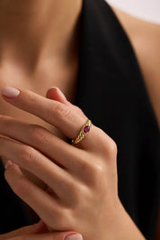 14 Ayar Vintage Renkli Taşlı Altın Yüzük