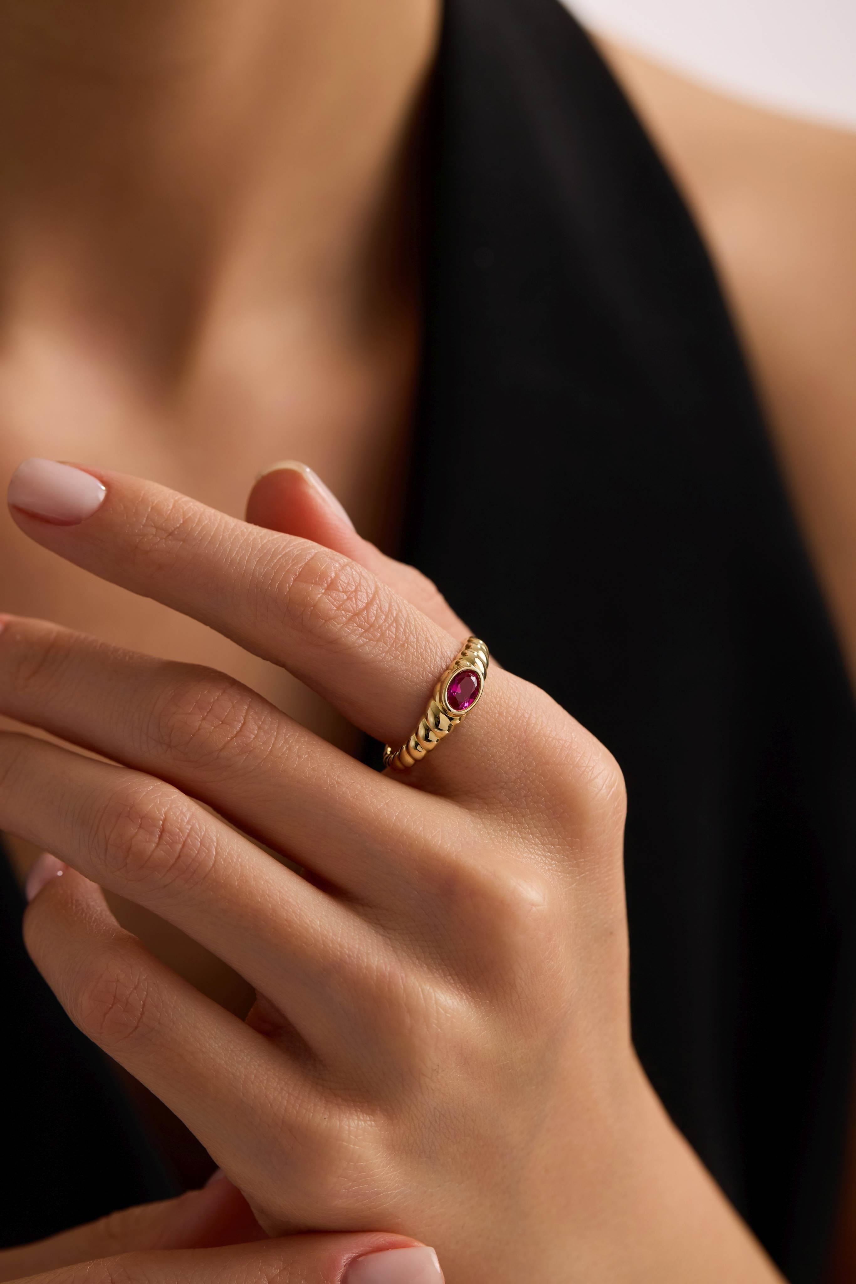 14 Ayar Vintage Renkli Taşlı Altın Yüzük