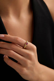 14 Ayar Vintage Renkli Taşlı Altın Yüzük