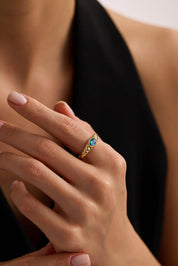 14 Ayar Vintage Renkli Taşlı Altın Yüzük