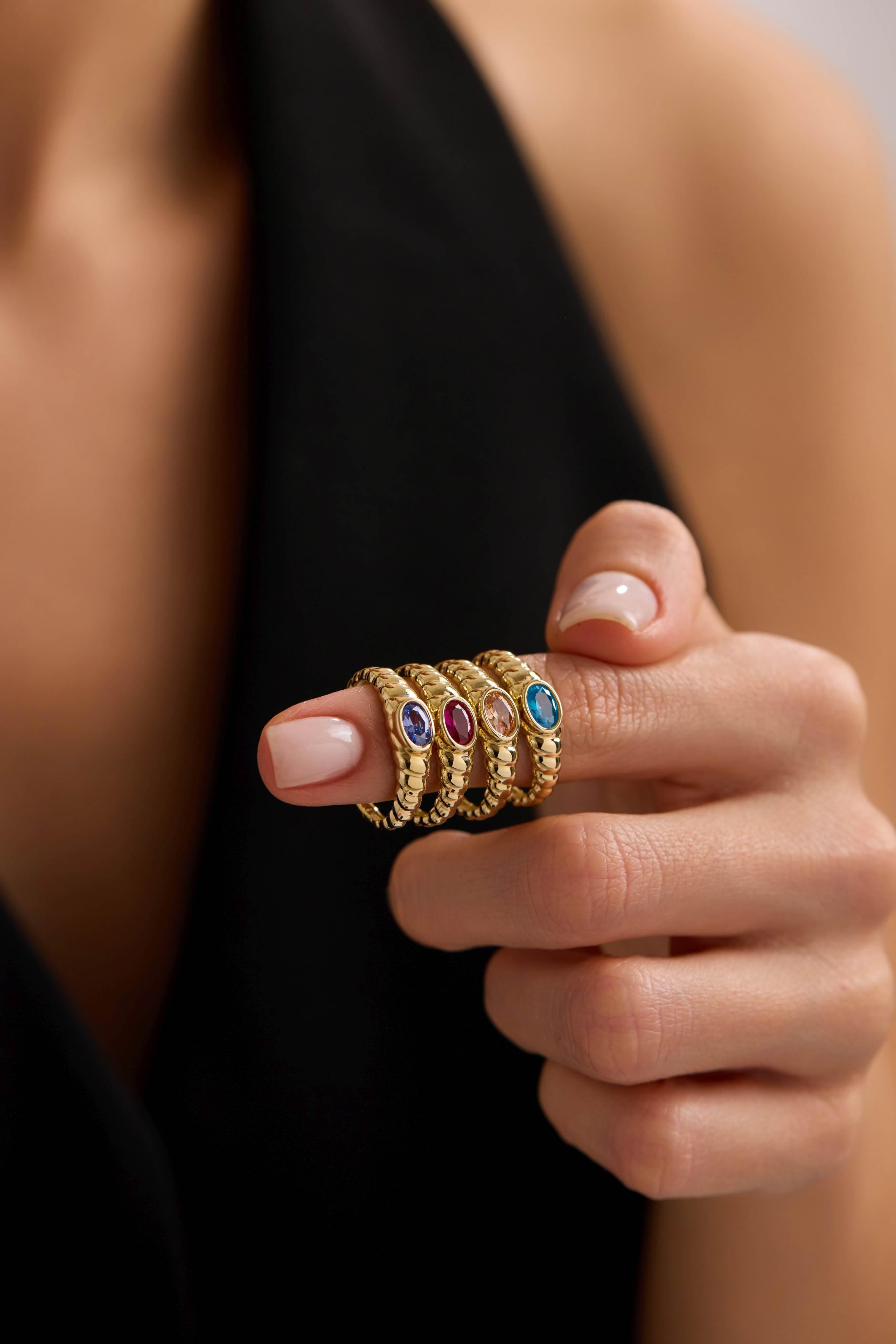 14 Ayar Vintage Renkli Taşlı Altın Yüzük