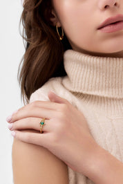 14 Ayar Vintage Yeşil Taşlı Altın Yüzük