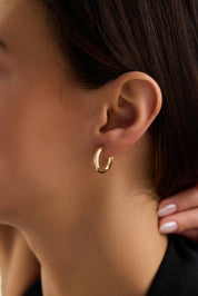 14 Ayar Yassı Altın Küpe