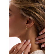 14 Ayar Yassı Desenli Altın Halka Küpe