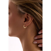 14 Ayar Yassı Desenli Altın Halka Küpe